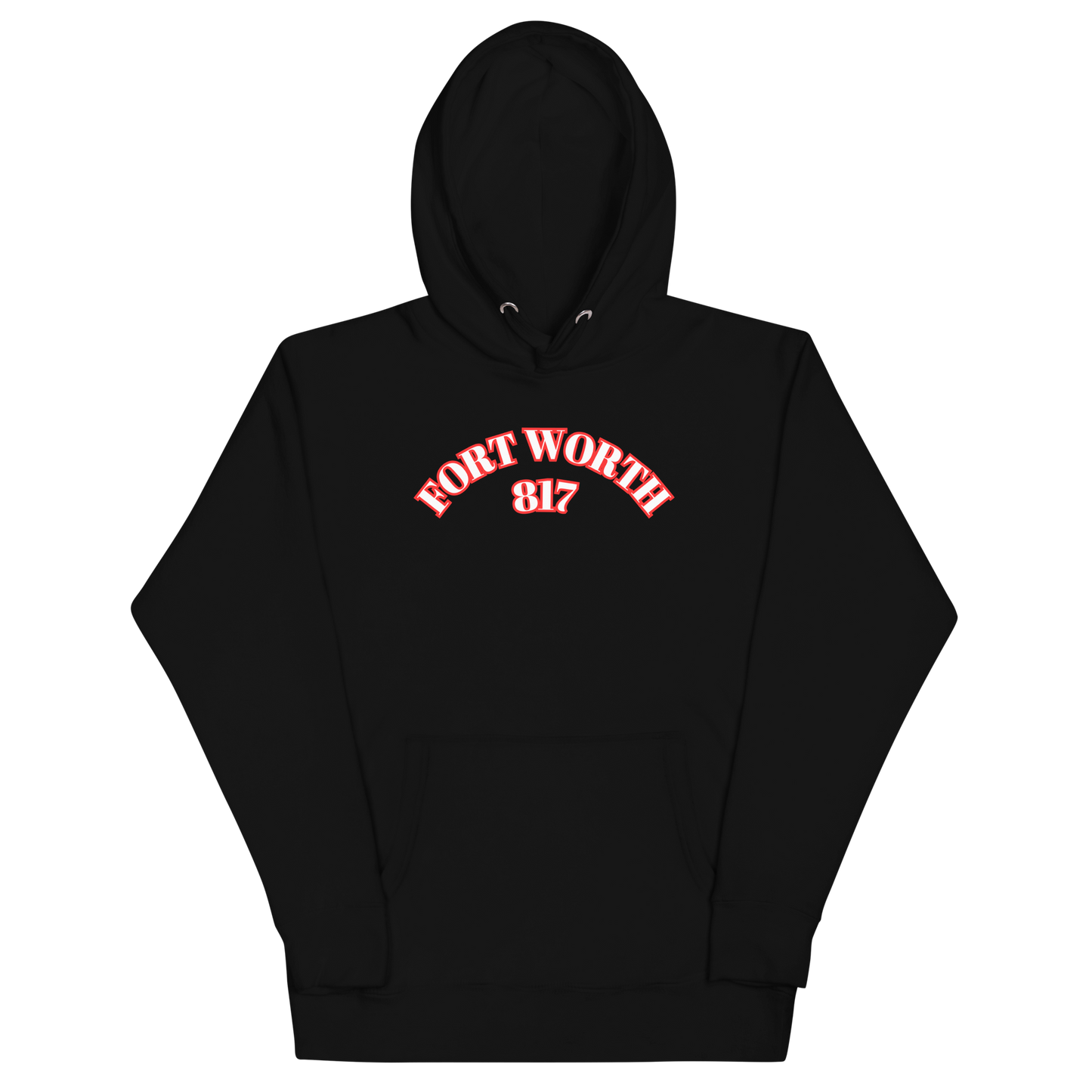 Fort Worth 817 WHT font RED outline Unisex Hoodie
