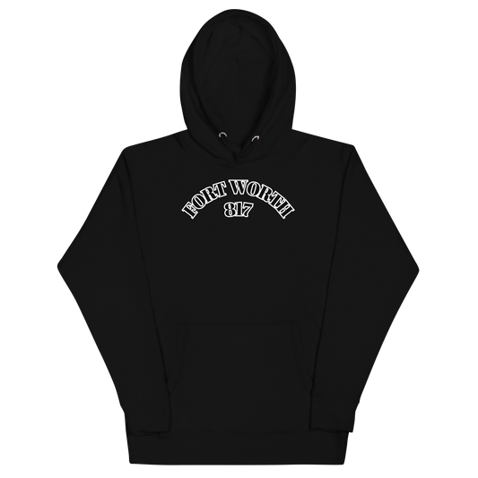 Fort Worth 817 BLK font WHT outline Unisex Hoodie