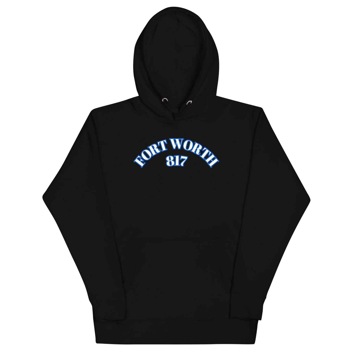 Fort Worth 817 WHT font BLU outline Unisex Hoodie