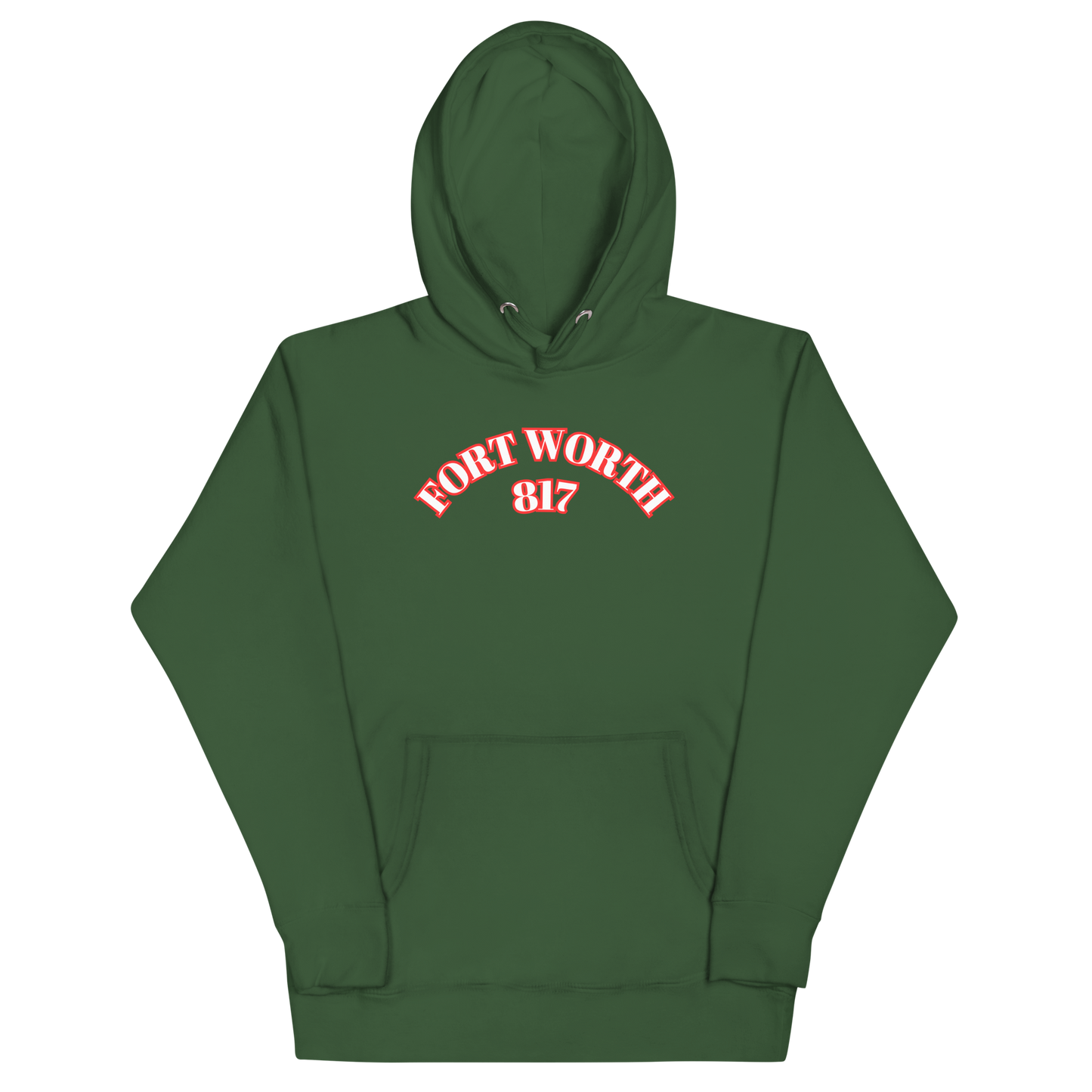 Fort Worth 817 WHT font RED outline Unisex Hoodie
