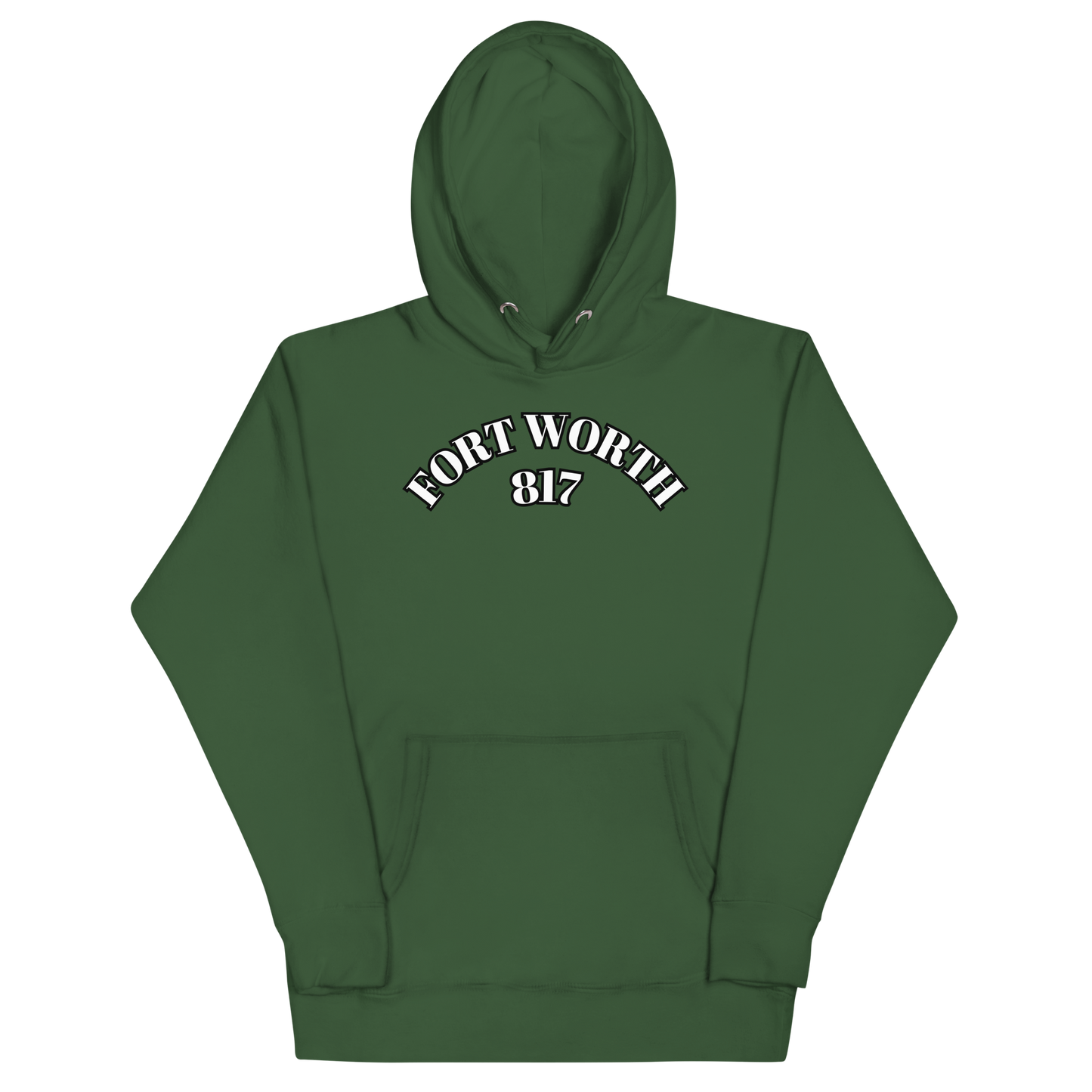 Fort Worth 817 WHT font BLK outline Unisex Hoodie