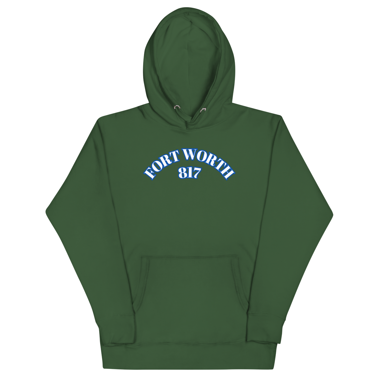 Fort Worth 817 WHT font BLU outline Unisex Hoodie
