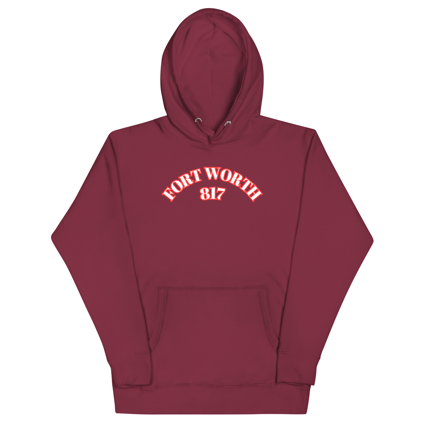 Fort Worth 817 WHT font RED outline Unisex Hoodie