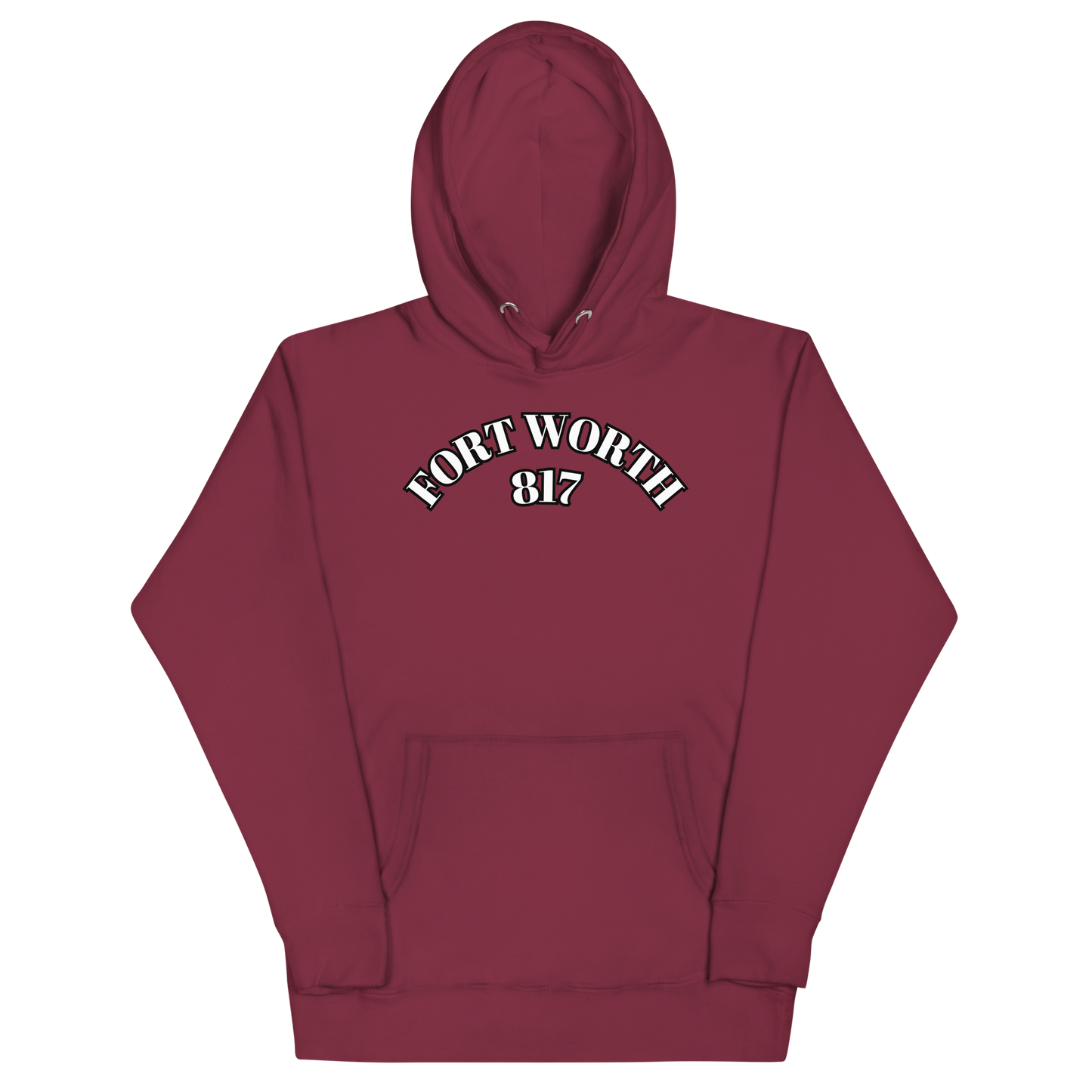 Fort Worth 817 WHT font BLK outline Unisex Hoodie