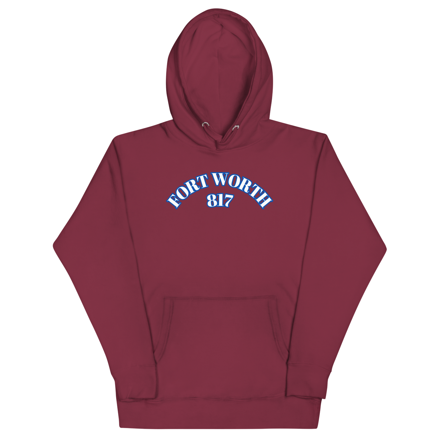 Fort Worth 817 WHT font BLU outline Unisex Hoodie