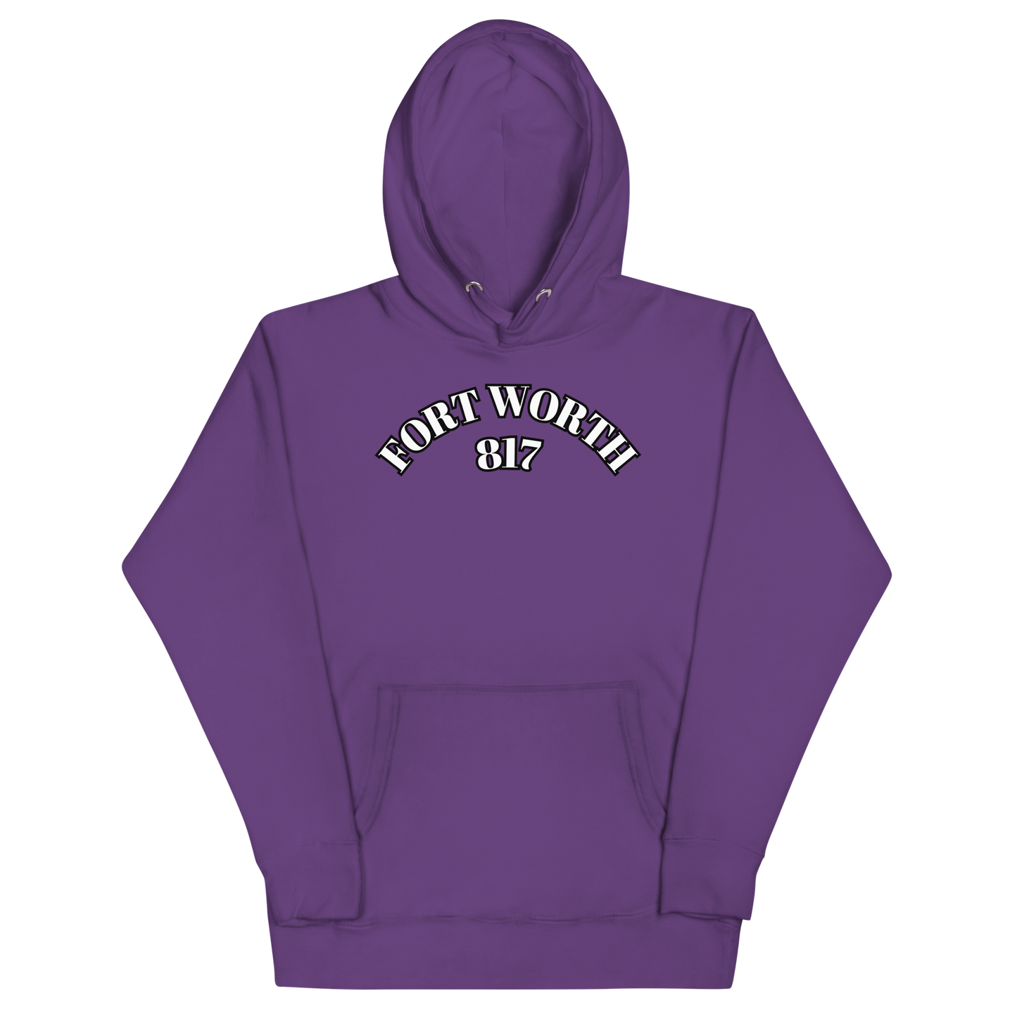 Fort Worth 817 WHT font BLK outline Unisex Hoodie