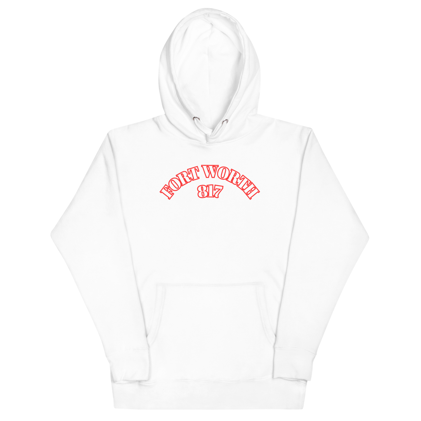 Fort Worth 817 WHT font RED outline Unisex Hoodie