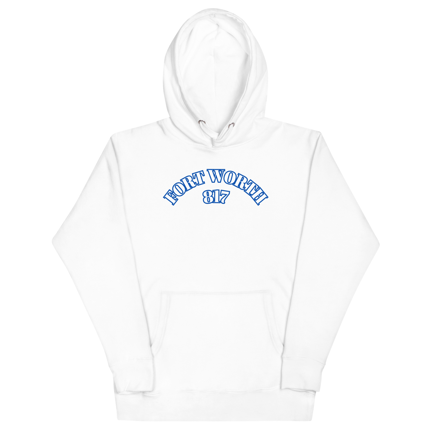 Fort Worth 817 WHT font BLU outline Unisex Hoodie