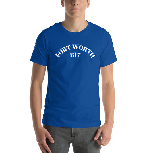 FTW 817 WHT font BLU outline Unisex t-shirt