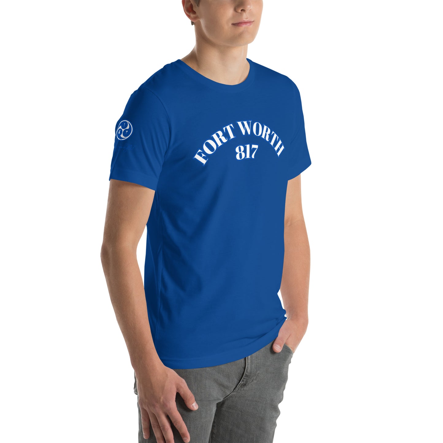 FTW 817 WHT font BLU outline Unisex t-shirt