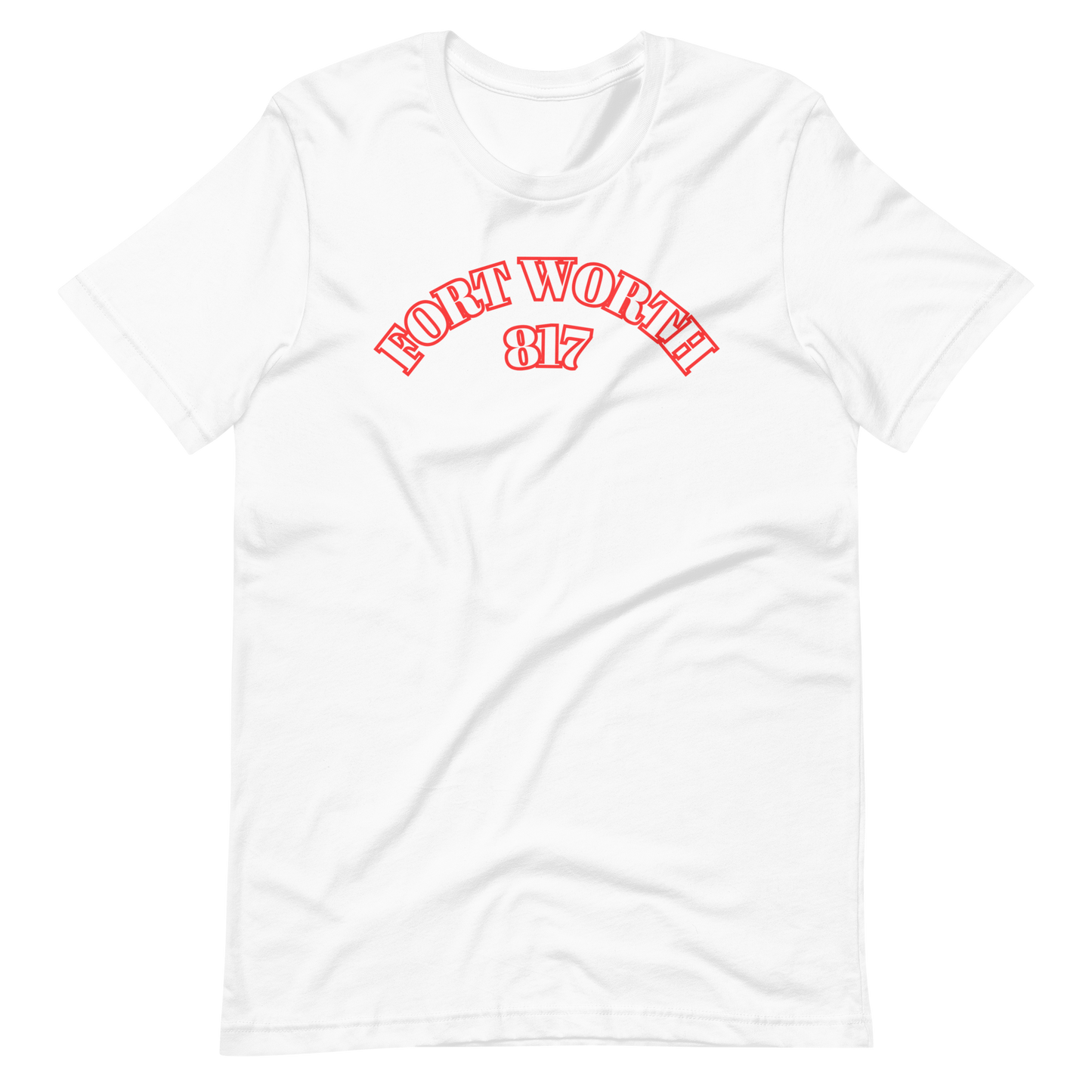 Fort Worth 817 WHT font RED outline Unisex t-shirt